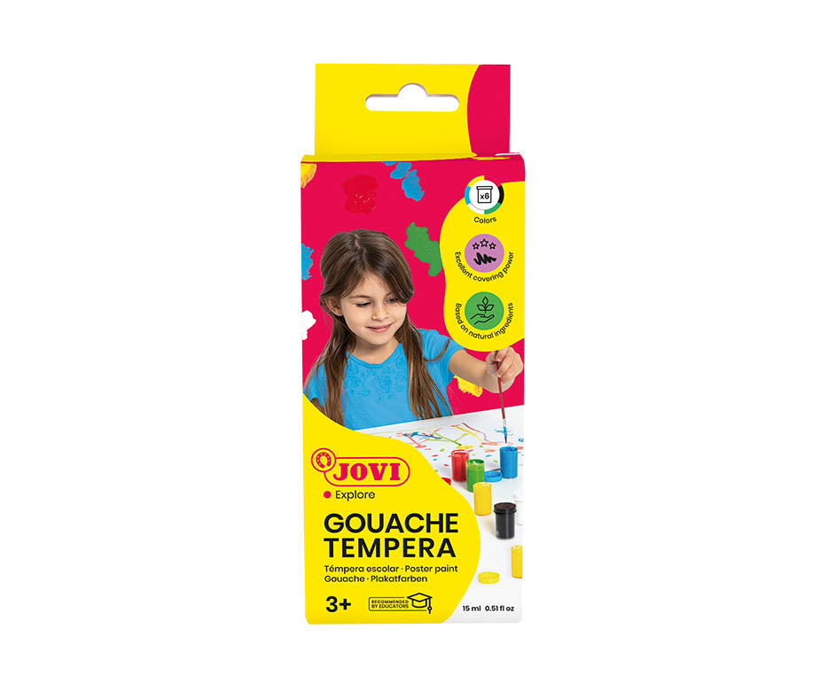 Jovi Gouache Tempera – seidenmatt – 6 Farben – für Gegenstände, Möbel, Textilien
