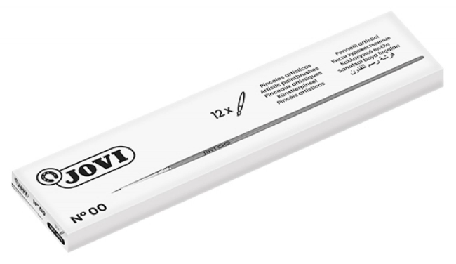 Jovi Künstlerpinsel Rund, Etui – Rundpinsel, Grösse 00, Naturhaar, 12er-Set, Länge 167 mm, für Linkshänder