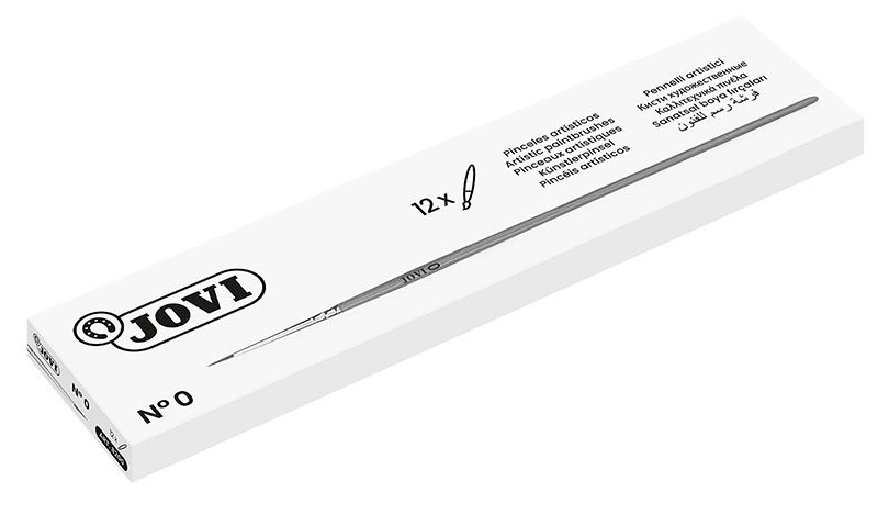 Jovi Künstlerpinsel Rund, Etui – Rundspitze, Grösse 0, Naturhaar, Braun, für Linkshänder