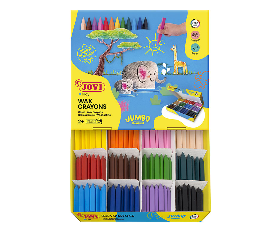 Jovi Jumbo Easy Grip Wachsmalkreiden – 300 Stk., Jumbo, Dreikant