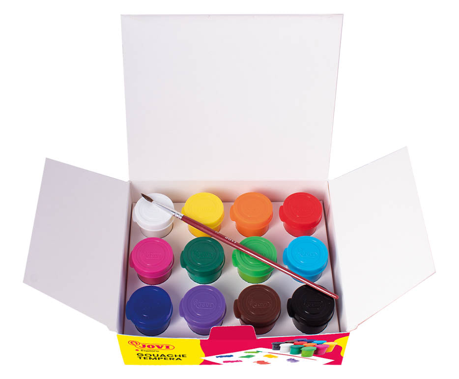 Jovi Gouache Tempera – Mehrfarbig – 12 Farben – für Textilien, Möbel, Papier