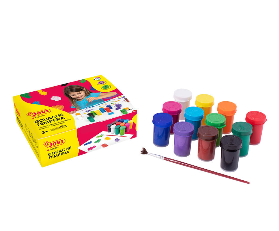Jovi Gouache Tempera – Mehrfarbig – 12 Farben – für Textilien, Möbel, Papier