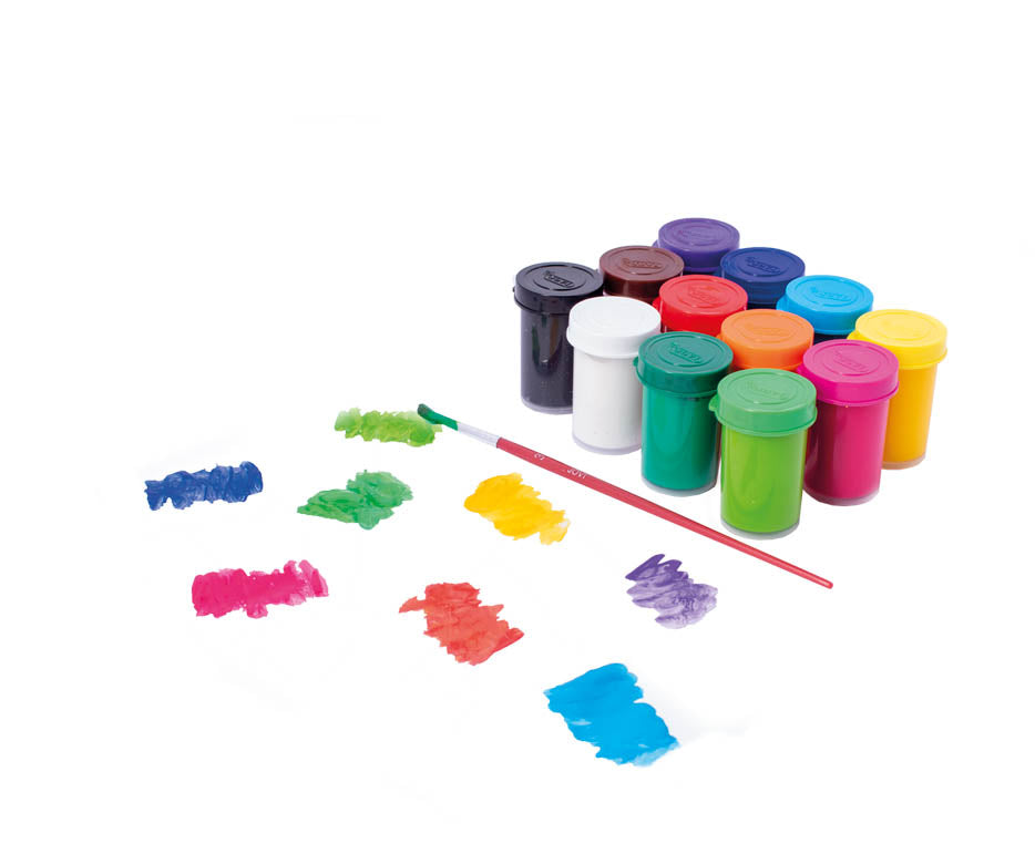 Jovi Gouache Tempera – Mehrfarbig – 12 Farben – für Textilien, Möbel, Papier