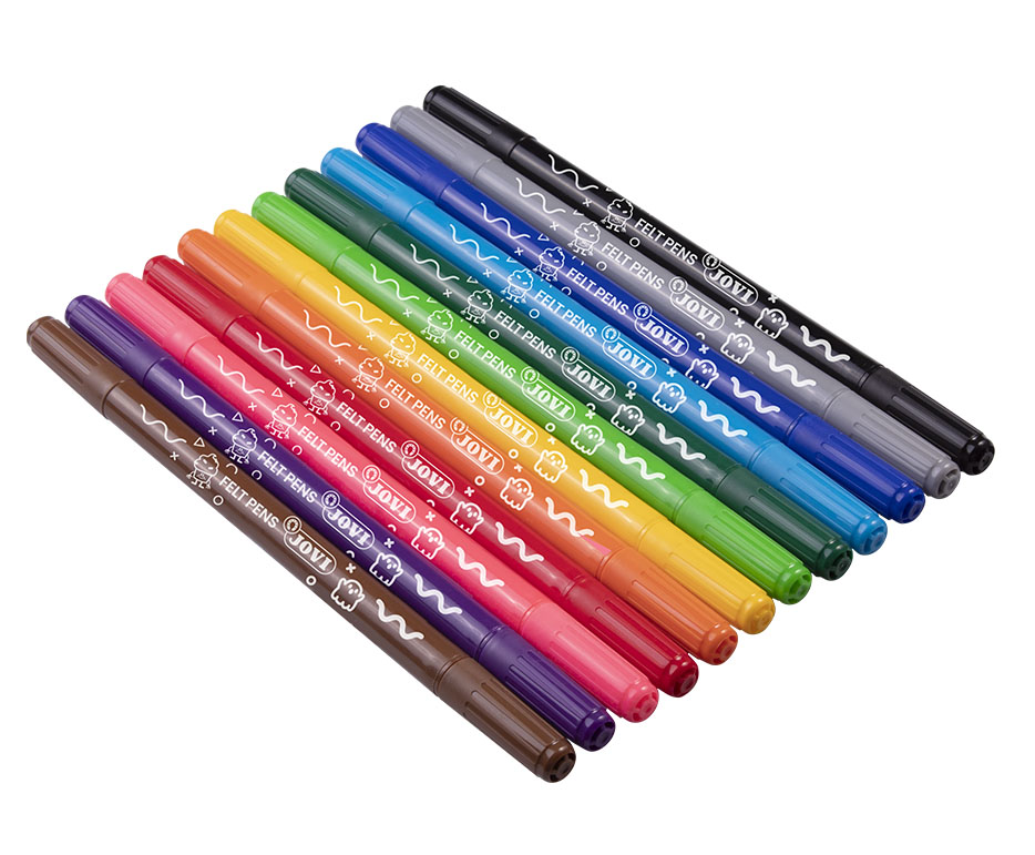 Jovi Fine + Big Tip Filzstifte – Doppelspitze, 2,3 + 3,6 mm, 12 Farben