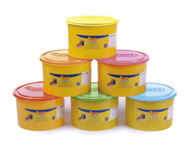 Jovi Knete (weichbleibend), Soft Dough, Weiss, Gelb, Rot, Orange, Grün, Violett, 6 Dosen