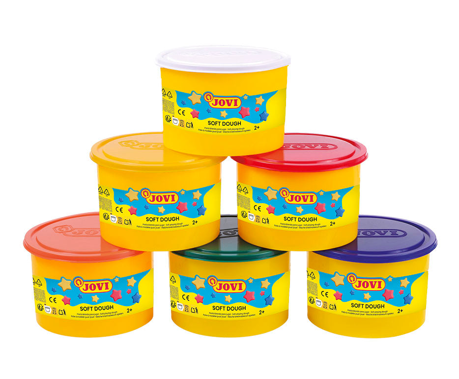 Jovi Knete (weichbleibend), Soft Dough, Mehrfarbig, 6 Dosen