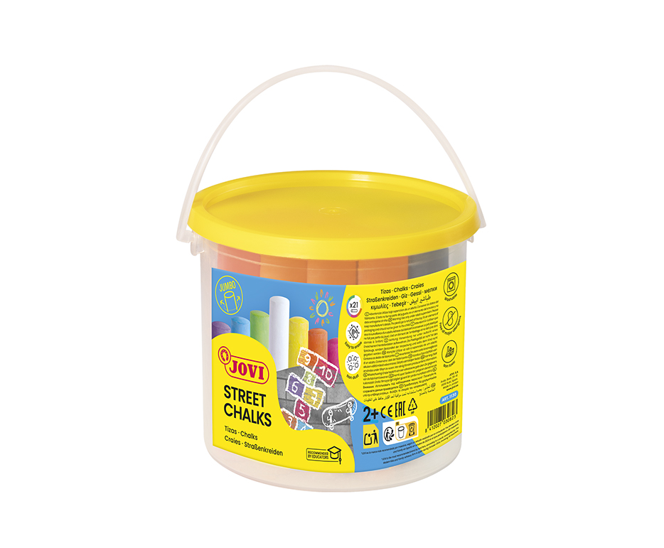 Jovi Play Street Chalks farbig sortiert rund abwaschbar – 21 Stück