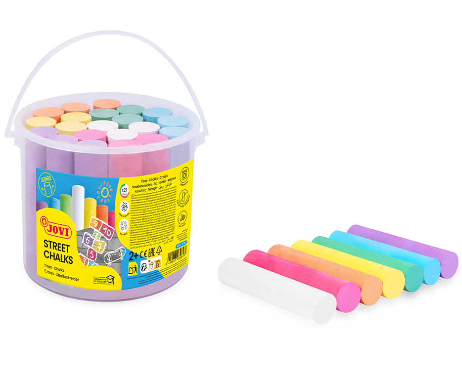 Jovi Play Street Chalks farbig sortiert rund abwaschbar – 21 Stück