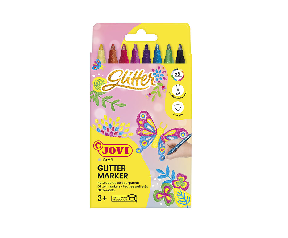 Jovi Glitzermarker Filzstifte Glitzer – wasserbasiert, 8 Farben