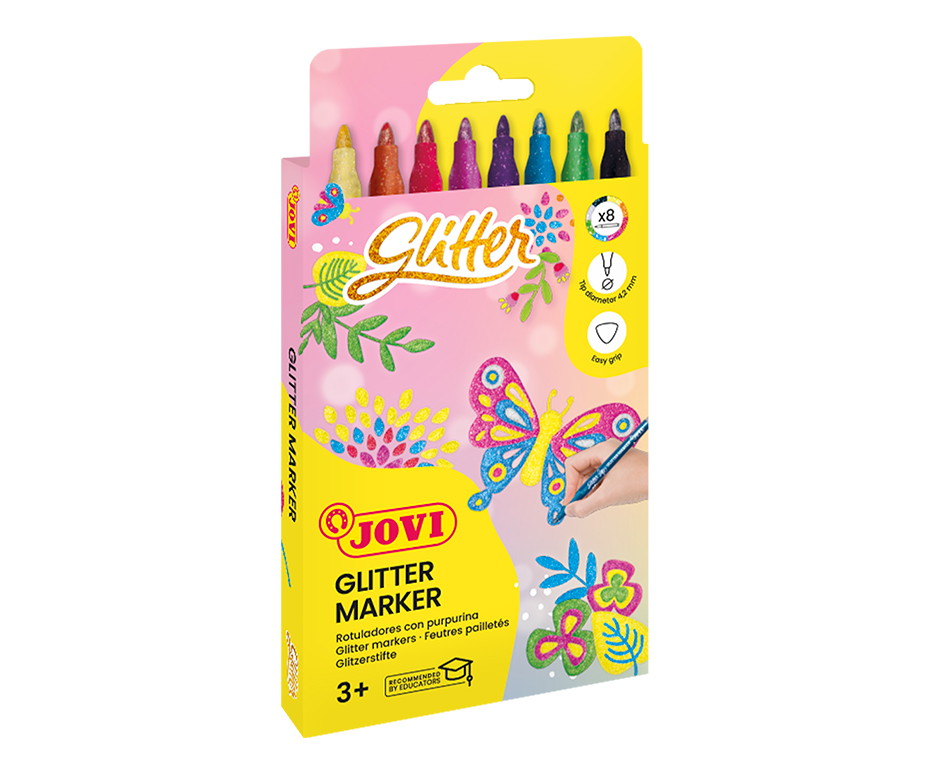 Jovi Glitzermarker Filzstifte Glitzer – wasserbasiert, 8 Farben