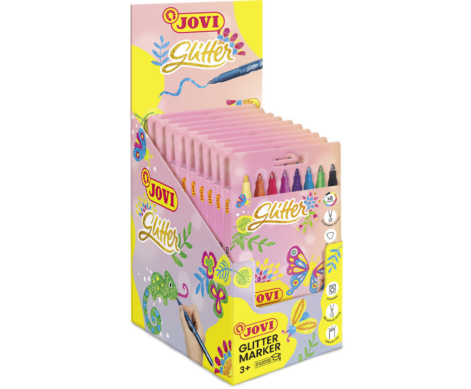 Jovi Glitzermarker Filzstifte Glitzer – wasserbasiert, 8 Farben