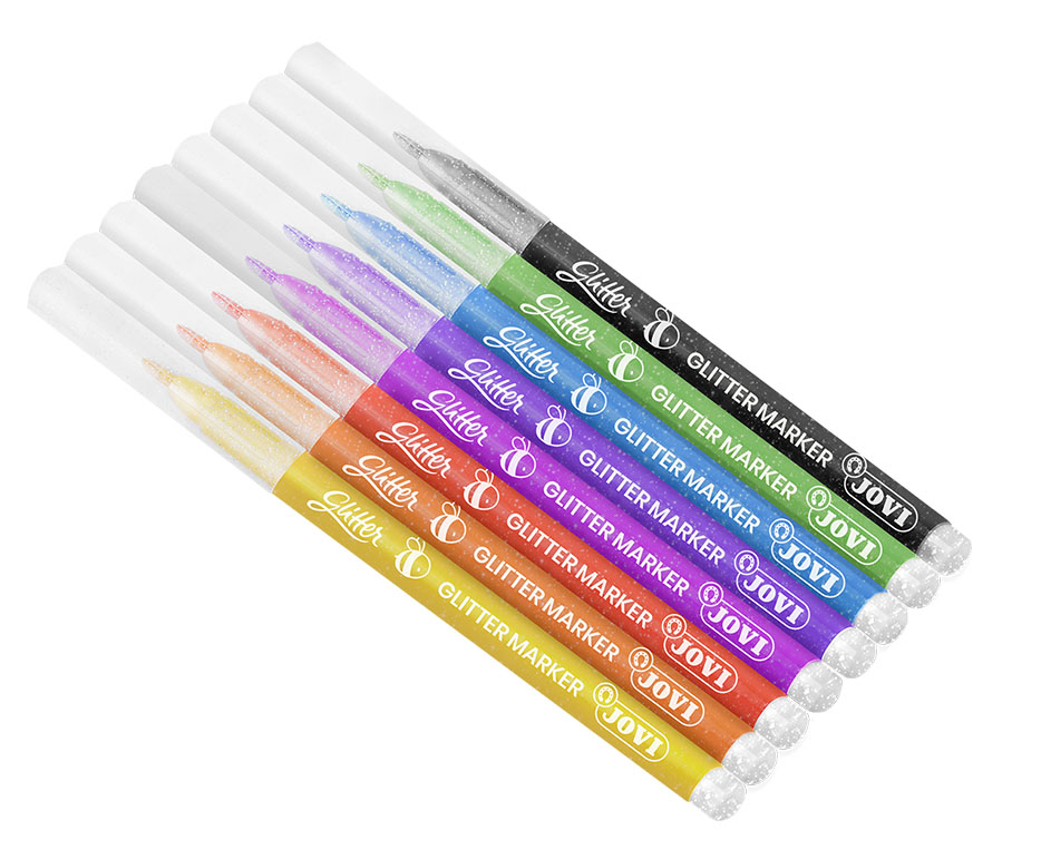 Jovi Glitzermarker Filzstifte Glitzer – wasserbasiert, 8 Farben