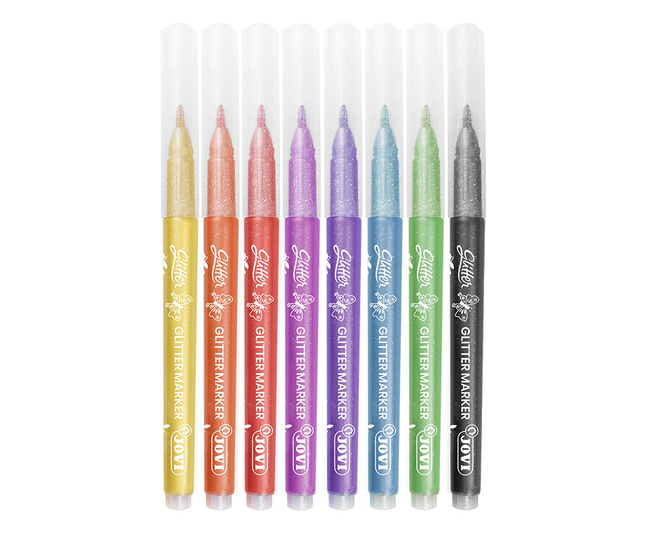 Jovi Glitzermarker Filzstifte Glitzer – wasserbasiert, 8 Farben