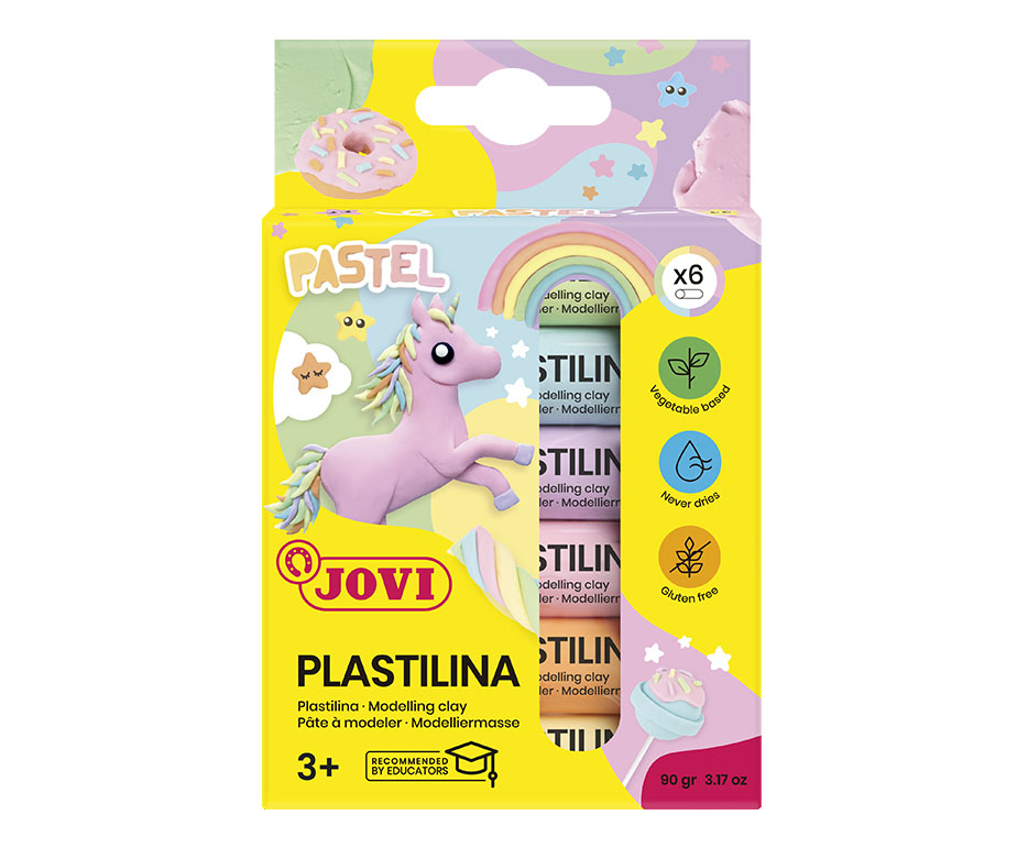 Jovi Knetmasse (weich), Pastell, Mehrfarbig, 6 Stk. à 15 g, CE, 90/6P