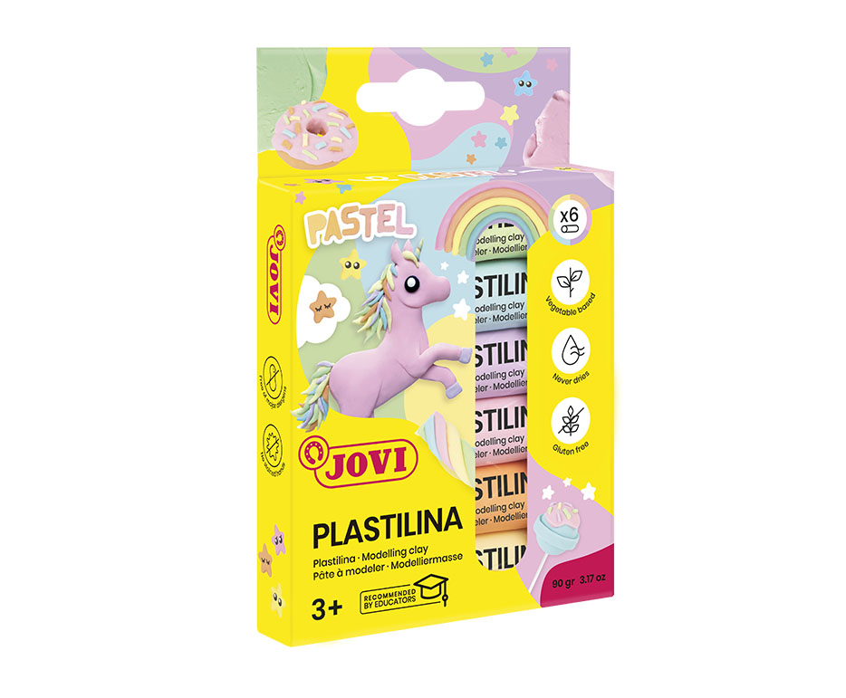 Jovi Knetmasse (weich), Pastell, Mehrfarbig, 6 Stk. à 15 g, CE, 90/6P