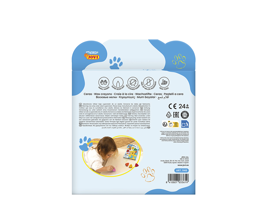 Jovi My First Crayon Wachsmalkreiden – 8 Farben, ergonomisch, Karton