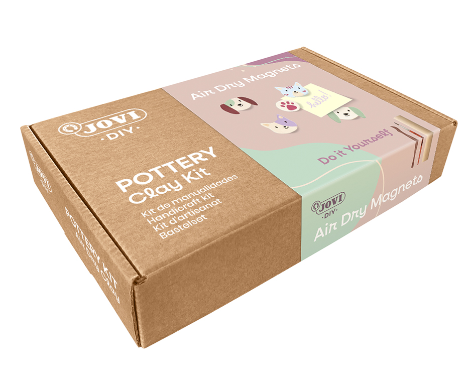 Jovi DIY Töpferset Wandregal – Modelliermasse-Set – 500 g – lufthärtend, 8 × 15 ml Gouache-Temperafarben