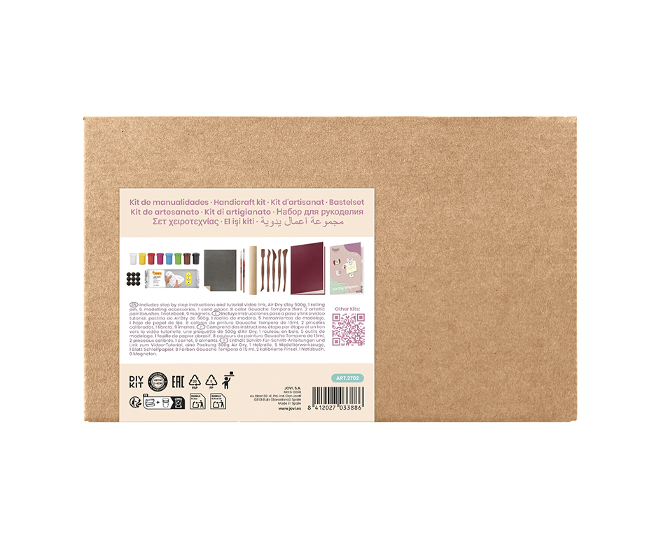 Jovi DIY Töpferset Wandregal – Modelliermasse-Set – 500 g – lufthärtend, 8 × 15 ml Gouache-Temperafarben