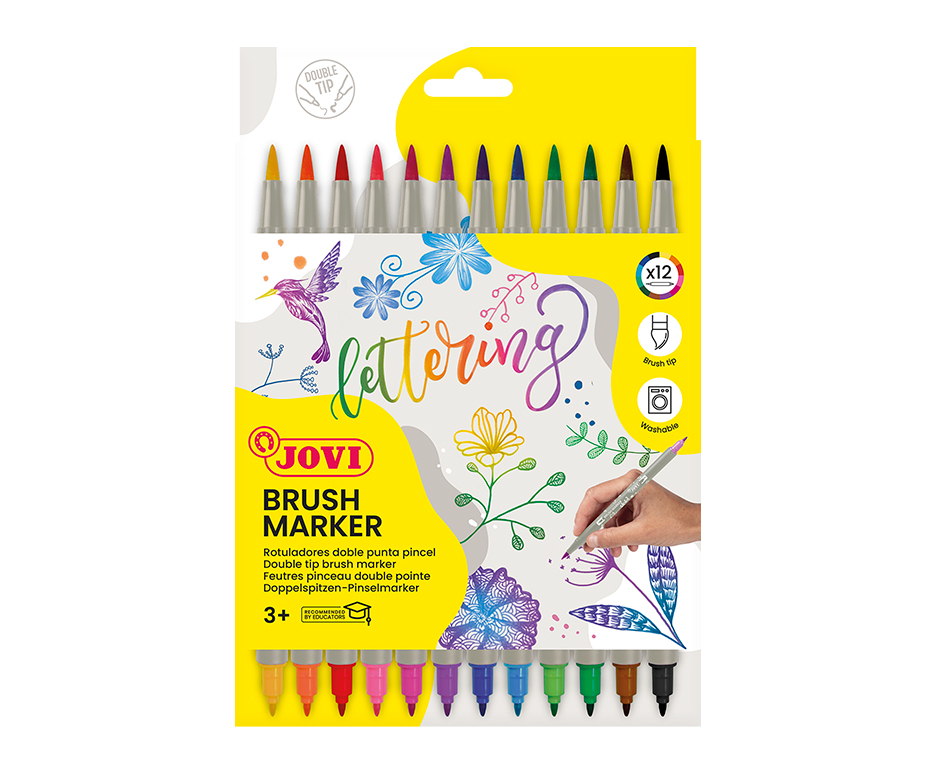 Jovi Double Brush Marker Pinselstifte – Pinselspitze, 4,5 mm, wasservermalbar, 12 Farben