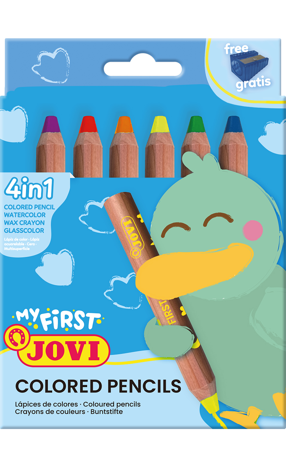 Jovi My First Colored Pencil 6er Set – 6 Farben, Etui, mit Spitzer
