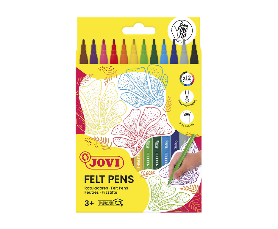 Jovi Filzstifte Fine Tip – Rundspitze, 2 mm, 12 Farben