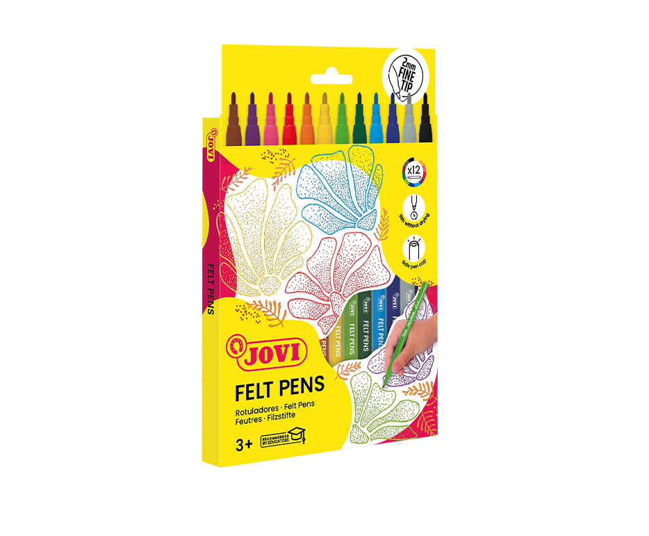 Jovi Filzstifte Fine Tip – Rundspitze, 2 mm, 12 Farben