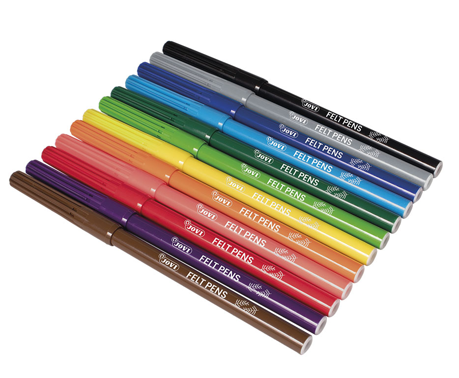 Jovi Filzstifte Fine Tip – Rundspitze, 2 mm, 12 Farben