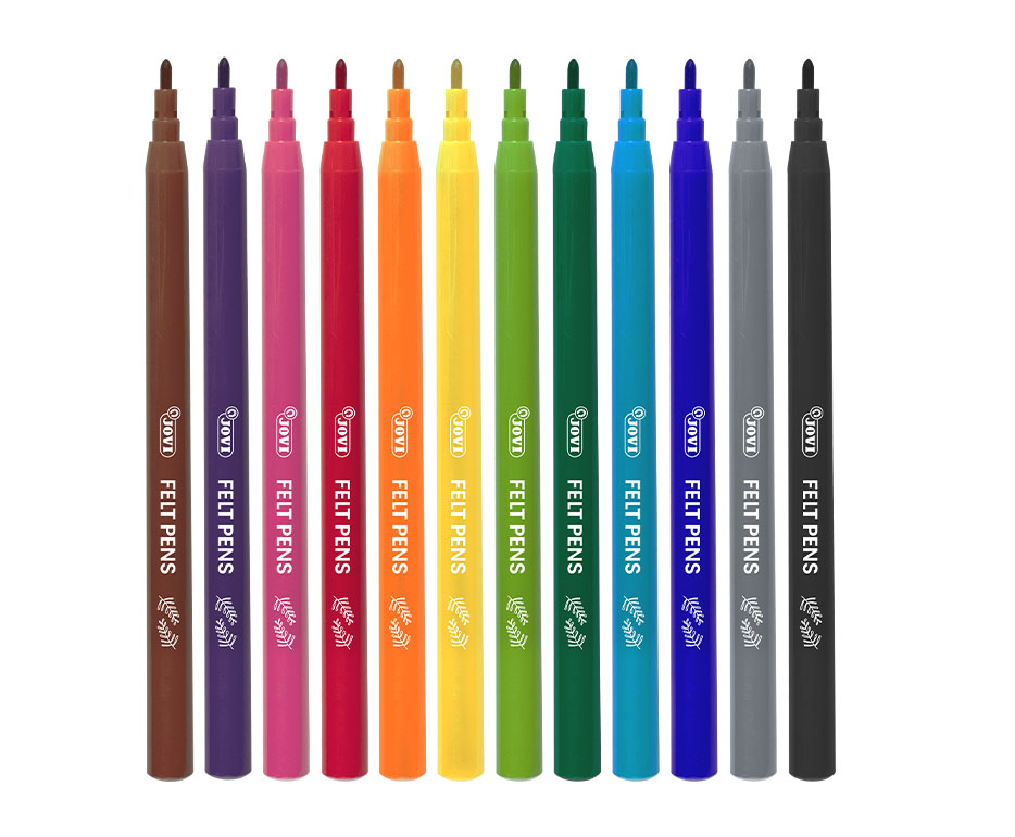 Jovi Filzstifte Fine Tip – Rundspitze, 2 mm, 12 Farben
