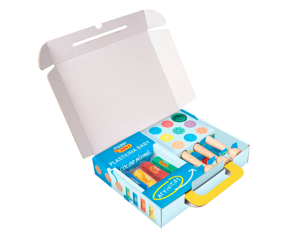 Jovi MY First Baby Knete Etui – Knete-/Modelliermasse-Set – 4 × 38 g – 7-teilig – Nicht toxisch – Ab 1 Jahr