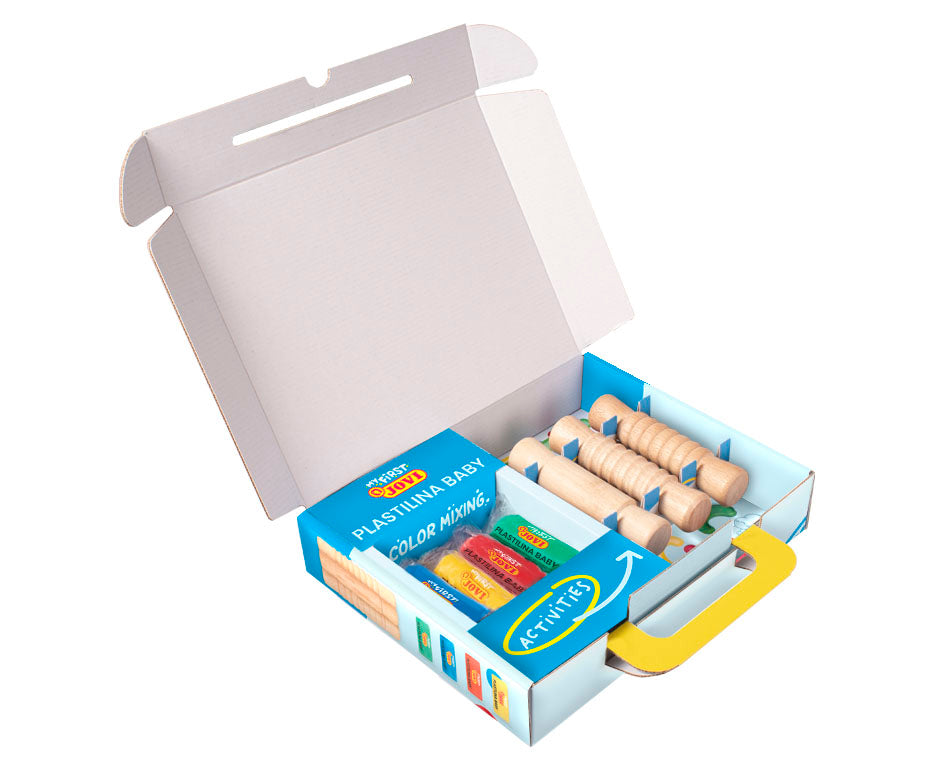 Jovi My First Baby Knete Etui – Knete-/Modelliermasse-Set – 4 × 38 g – 7-teilig – ab 1 Jahr