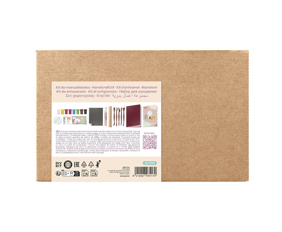 Jovi DIY Töpferset Spiegel – Modelliermasse-Set – 500 g lufttrocknend – 8 × 15 ml Gouache