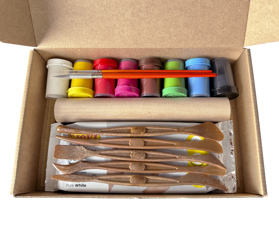 Jovi DIY Töpferset: Kerzen – lufttrocknende Knete-/Modelliermasse-Set – 500 g, 8 × 15 ml Gouache