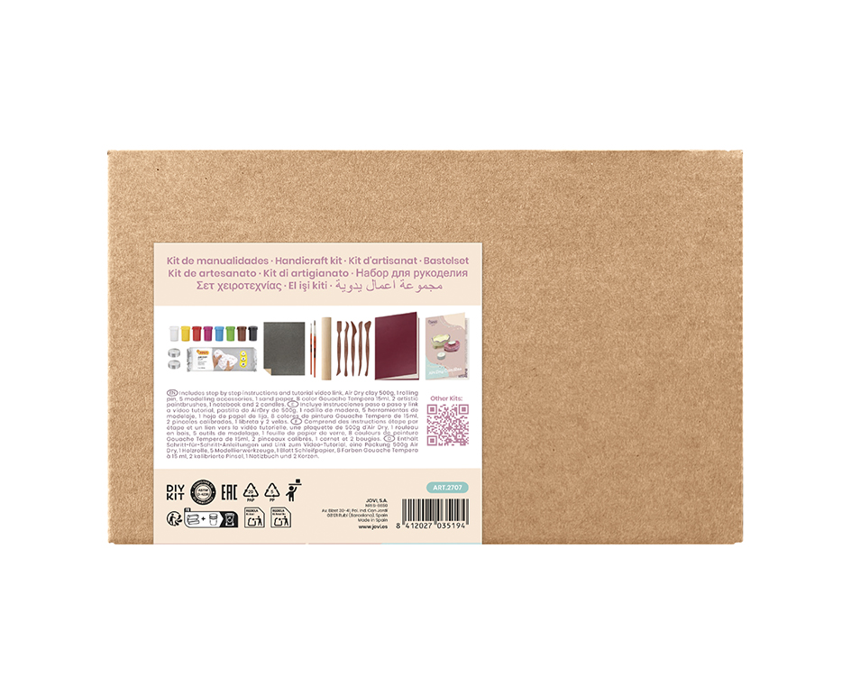 Jovi DIY Töpferset: Kerzen – lufttrocknende Knete-/Modelliermasse-Set – 500 g, 8 × 15 ml Gouache