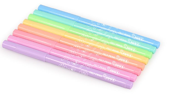 Jovi Filzstifte Middle Tip Pastell – Rundspitze, 3 mm, 8 Farben