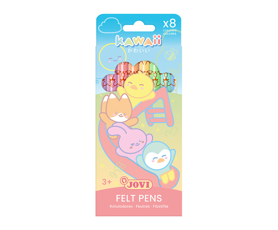 Jovi Kawaii Filzstifte Pastell – Rundspitze, 6 Farben