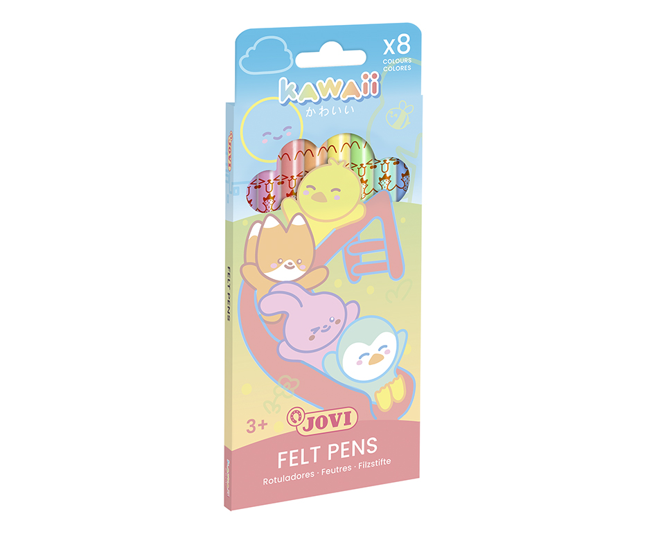 Jovi Kawaii Filzstifte Pastell – Rundspitze, 6 Farben