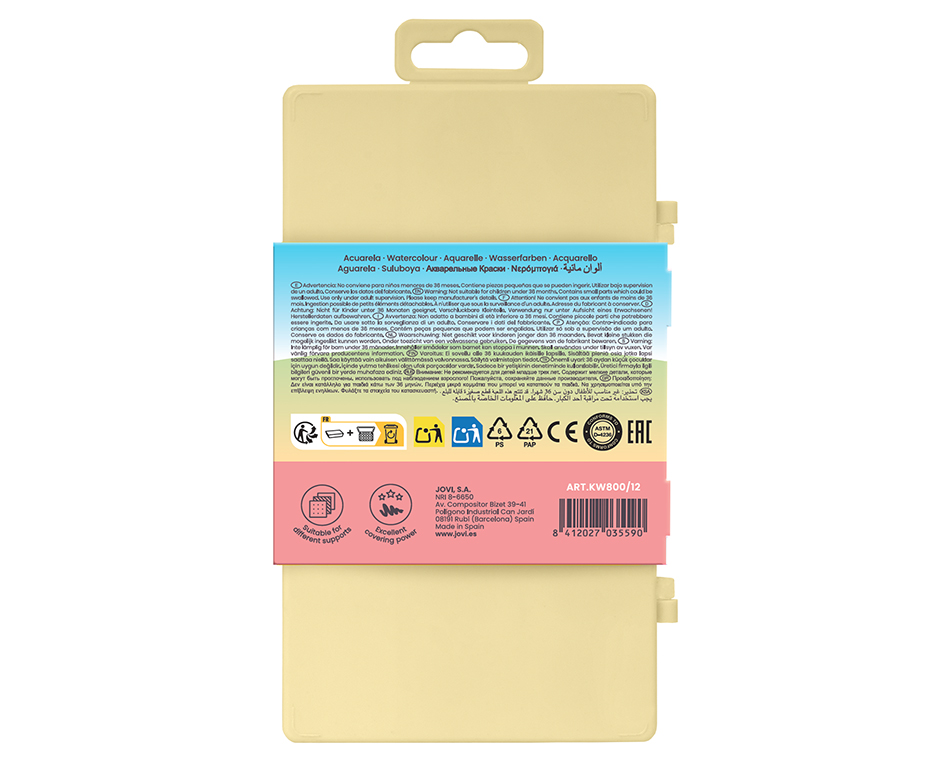 Jovi Kawaii Aquarellfarben – 12 Farben – Inklusive Pinsel – Für Papier, Aquarellpapier