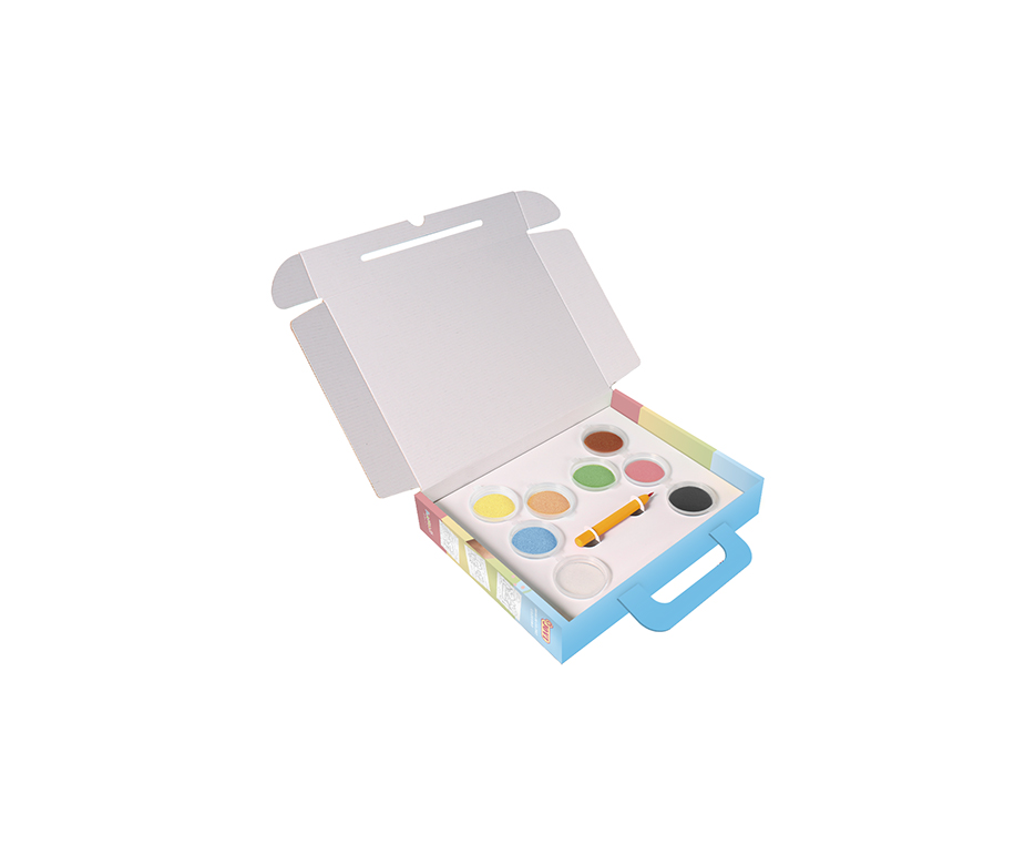 Jovi Kawaii – Sandmalen-Bastelset – 8 × 45 g Farbsand, 3 Vorlagen & Stift