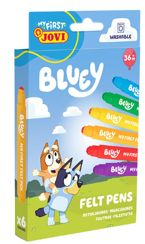 Jovi Bluey Filzstifte – Rundspitze, 7,5 mm, auswaschbar, 6er Set