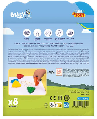 Jovi Bluey Wachsmalkreiden – 8 Farben, ergonomisch