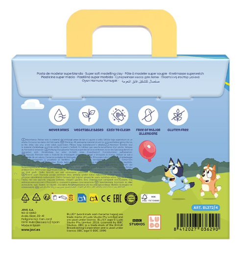 Jovi Bluey My First – Knete-/Modelliermasse-Set – 4 × 38 g – assortiert