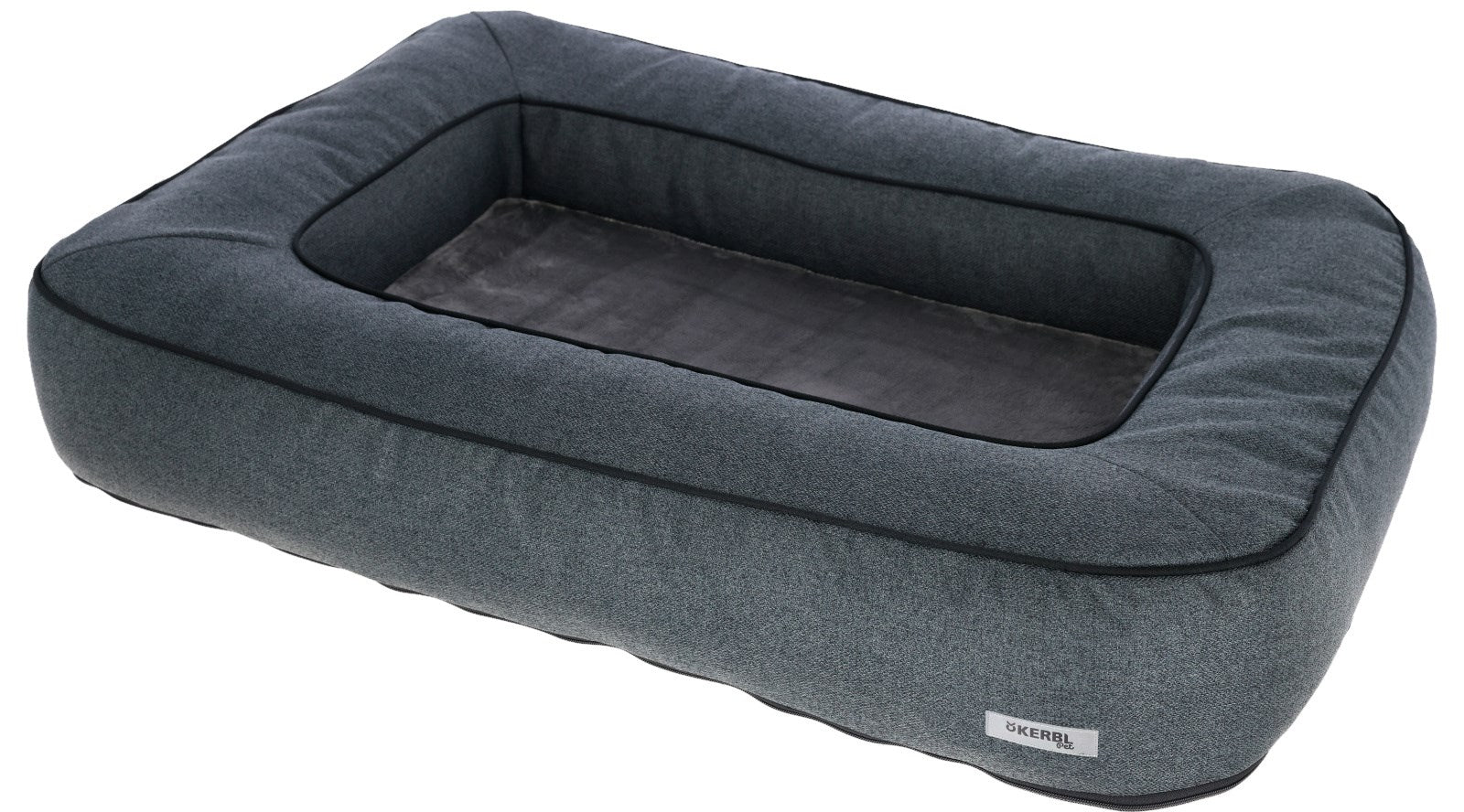 Kerbl Platin Ortho Hundebett – 80 × 117 × 18 cm, Schaumstoff, Polyesterbezug, abnehmbarer Bezug, Grau