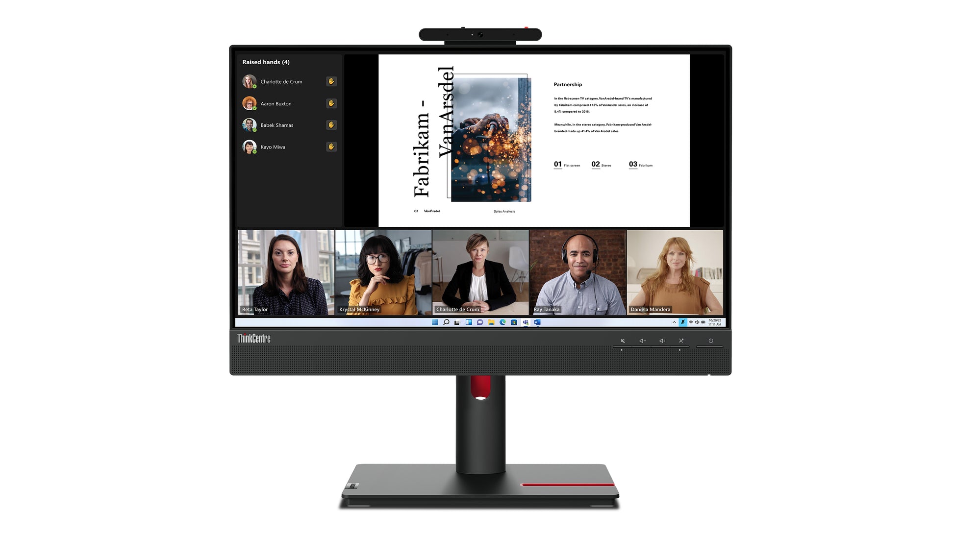 Lenovo Thinkcentre Tiny-In-One 22 – Monitor, 21,5", IPS, Touch, 60 Hz, 250 cd/m², VESA 100 × 100, Schwarz