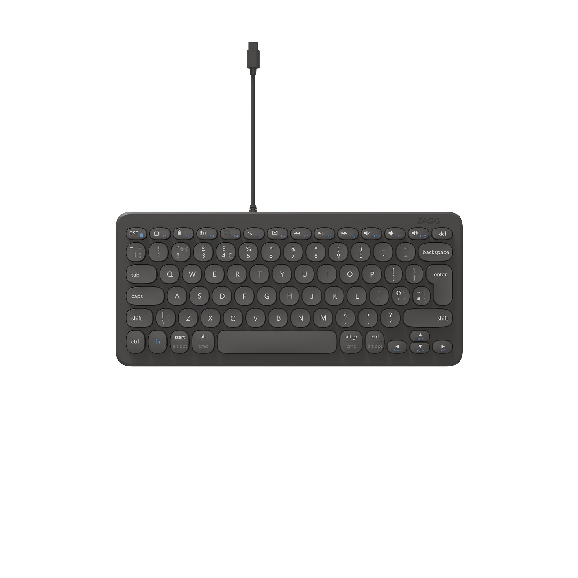 ZAGG Connect Tastatur – Kabelgebundene Tastatur (USB-C), Dunkelgrau