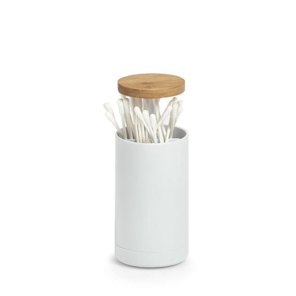 Zeller Present Aufbewahrungsbox – ABS/Bambus, Ø6,5×11,5 cm, Weiss