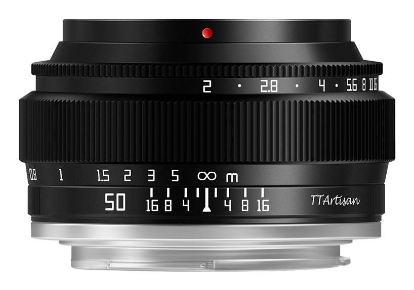 TTArtisan F5020-B-X Objektiv – 50 mm f/2 (Fujifilm X-Mount; z. B. X-T3, X-T4, X-S10 u. a.) – Vollformat, 43 mm