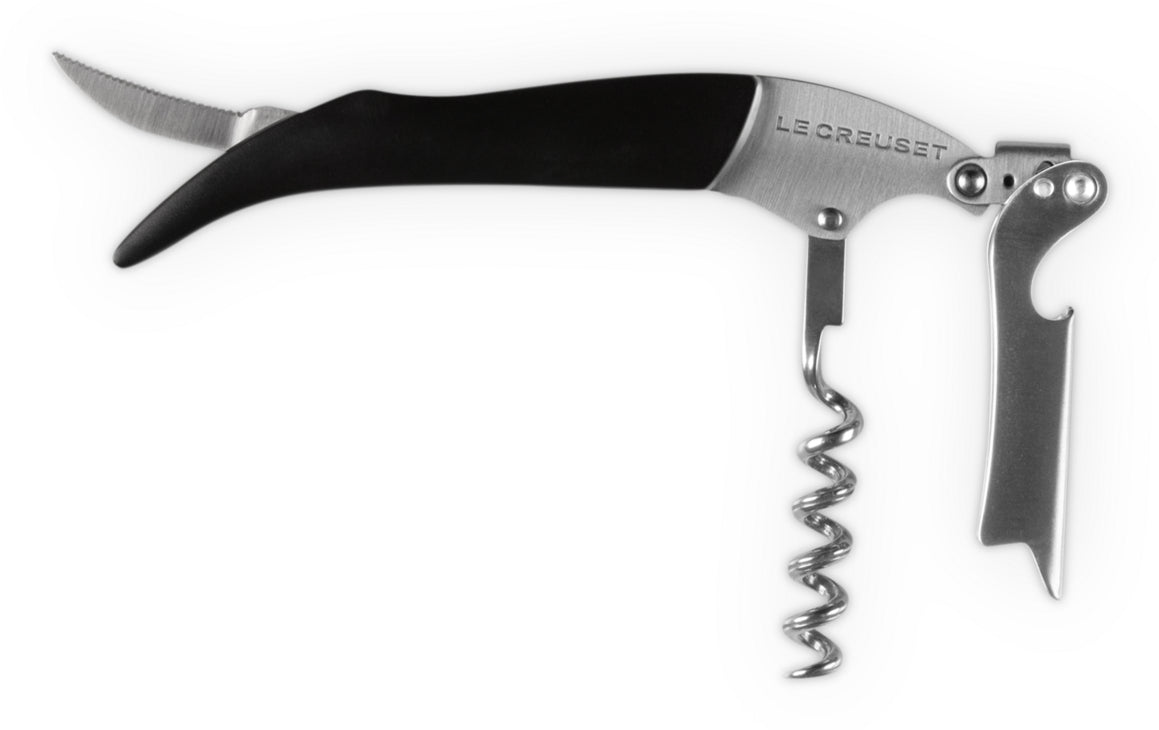 Le Creuset Kellnermesser WT-100 – 12,8 × 3,6 × 1,5 cm, Edelstahl, Schwarz, Grau, Folienschneider