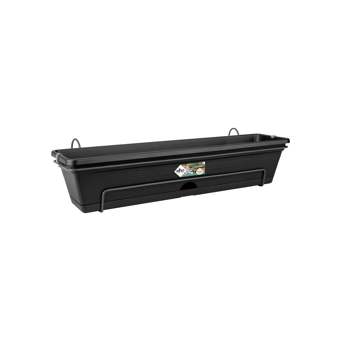 elho Green Basics Balkonkasten – 68,5 × 26 × 16,5 cm – Kunststoff, schwarz