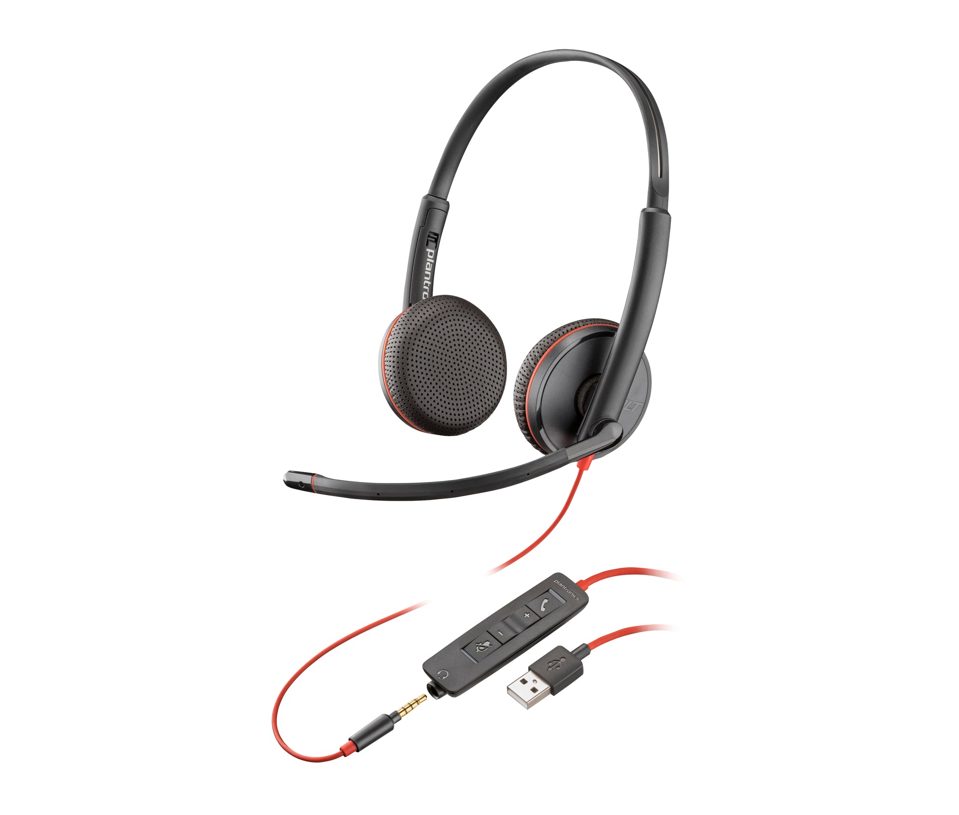 Poly Blackwire C3225 Top Office-Headset – On-Ear, Stereo, Kabelgebunden, 3,5 mm Klinke, Schwarz