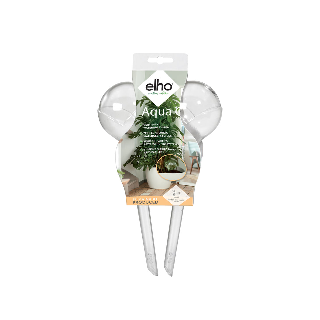 elho Wasserspender Aqua Care – 17,3 × 8,8 × 29 cm, Polypropylen, transparent, für universelle Systeme, 2 Stk.